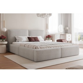Łóżko tapicerowane z pojemnikiem Otto 120x200 boucle szare