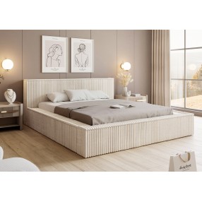 Łóżko tapicerowane z pojemnikiem Tufalo 140x200 Tilia 01 beżowe