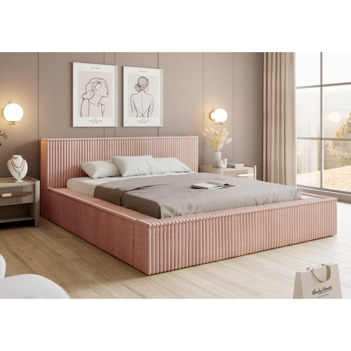 Łóżko tapicerowane z pojemnikiem Tufalo 120x200 Tilia 62 różowe