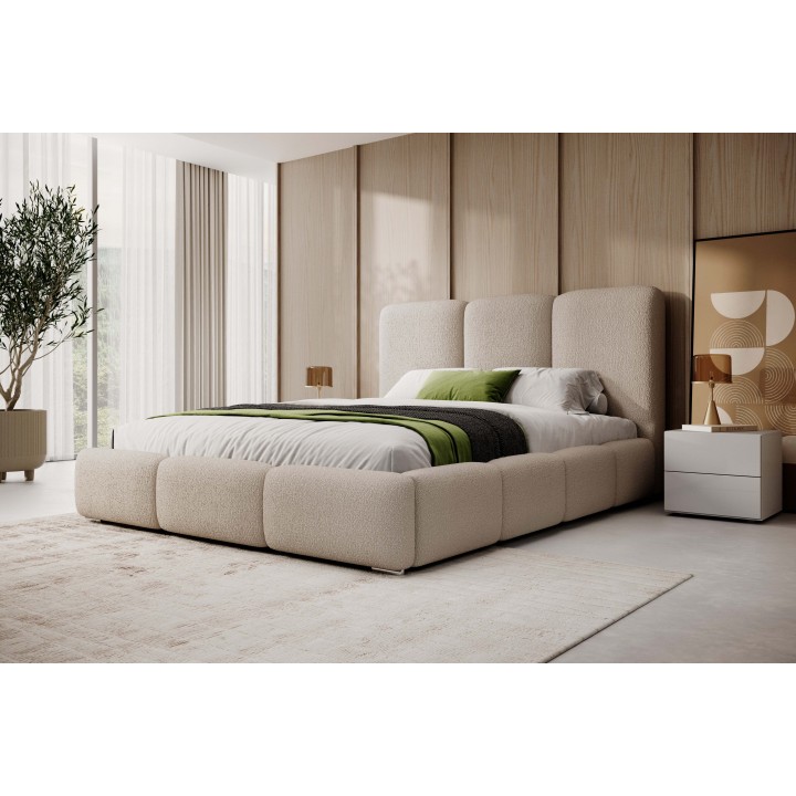 Łóżko tapicerowane z pojemnikiem Vergris 200x200 A04 beżowe