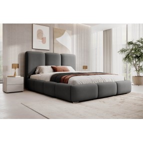 Łóżko tapicerowane z pojemnikiem Vergris 140x200 R37 szare