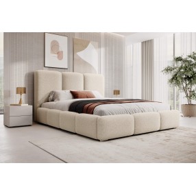Łóżko tapicerowane z pojemnikiem Vergris 160x200 boucle beżowe