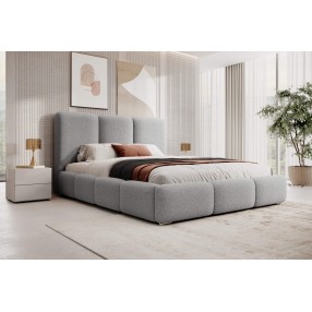 Łóżko tapicerowane z pojemnikiem Vergris 160x200 boucle szare