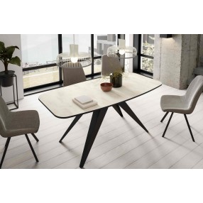 Prostokątny stół rozkładany Ferro 160 Egger white chromix abs