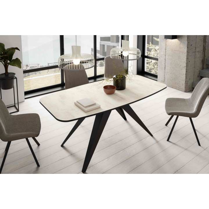 Prostokątny stół rozkładany Ferro 180 Egger white chromix abs