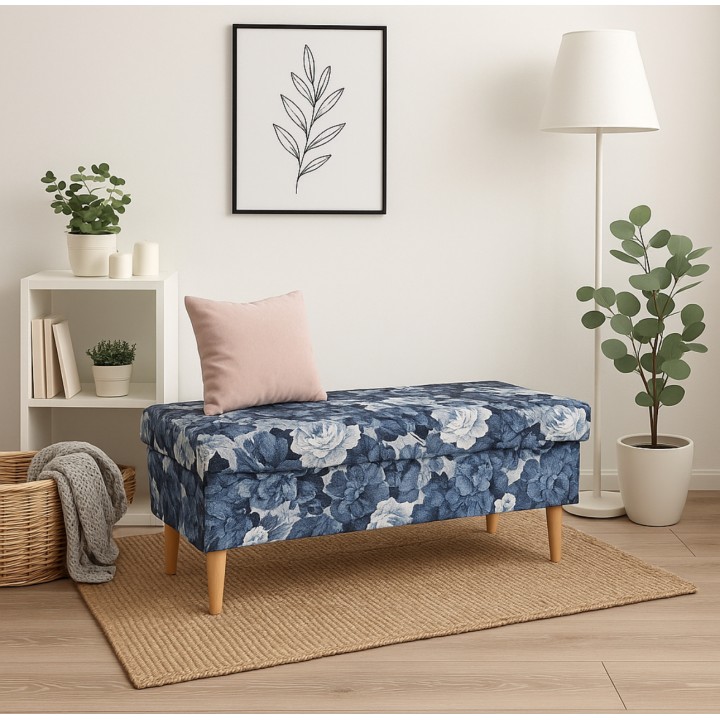 Skrzynia tapicerowana z pojemnikiem wzorzysta 60x40