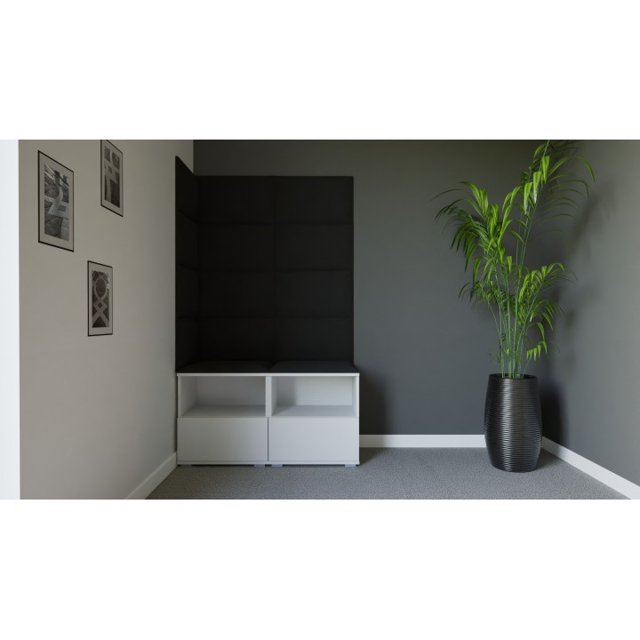 Garderoba do przedpokoju z szafą i panelami tapicerowanymi Lena 5 biała T-16 czarna