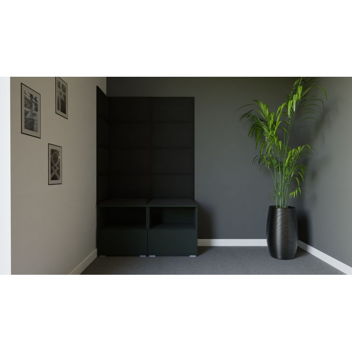 Garderoba do przedpokoju z szafą i panelami tapicerowanymi Lena 5 grafitowa T-16 czarna
