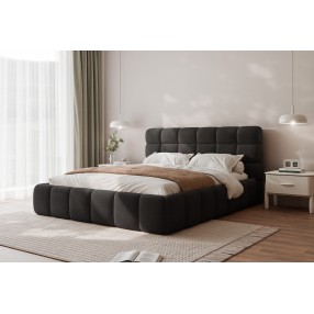 Łóżko tapicerowane z pojemnikiem Bubble 160x200 boucle czarne