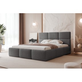 Łóżko tapicerowane z pojemnikiem Silva 180x200 boucle ciemnoszare