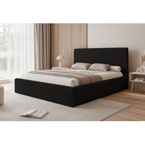 Łóżko tapicerowane z pojemnikiem Tilia 160x200 sztruksowe czarne