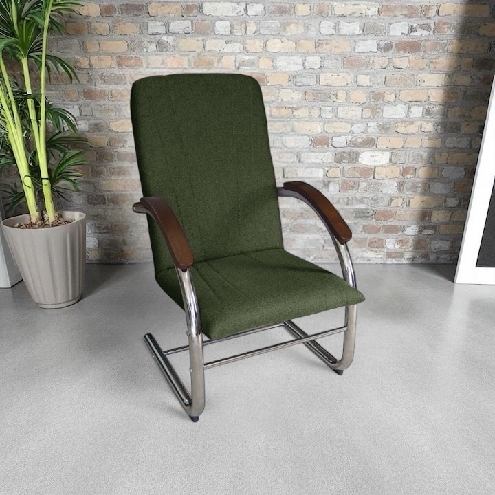 Fotel finka na metalowym stelażu oliwkowy