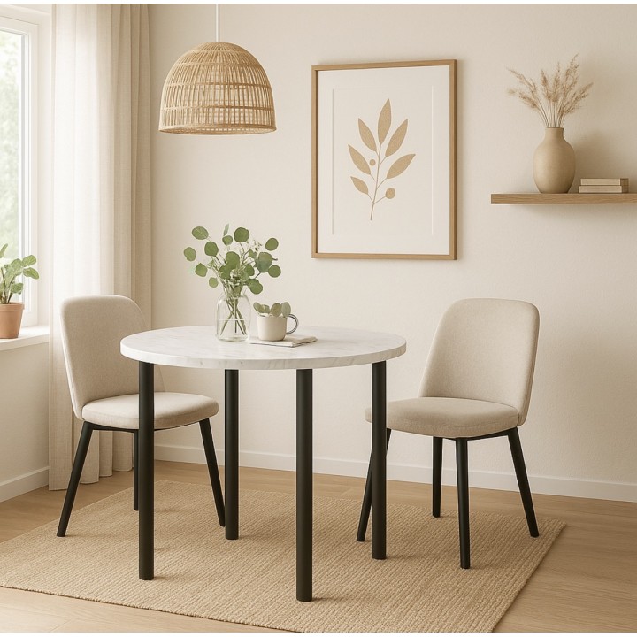 Okrągły stół nierozkładany Sims 90 marmur bianco