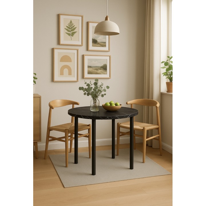 Okrągły stół nierozkładany Sims 110 czarny marmur