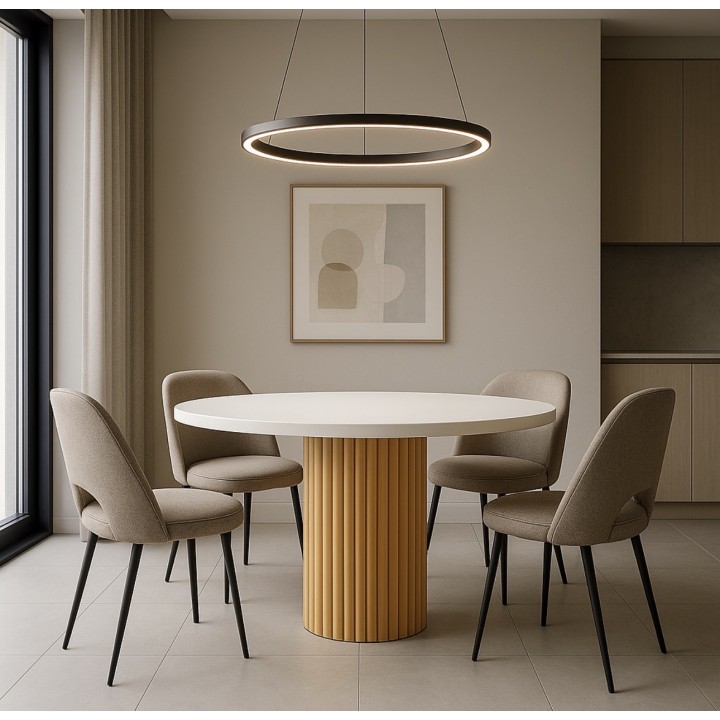 Okrągły stół nierozkładany Nesta 110 biały złote nogi