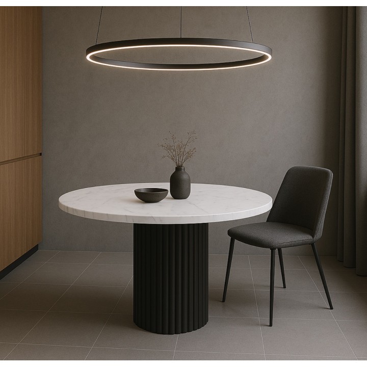 Okrągły stół nierozkładany Nesta 90 marmur bianco