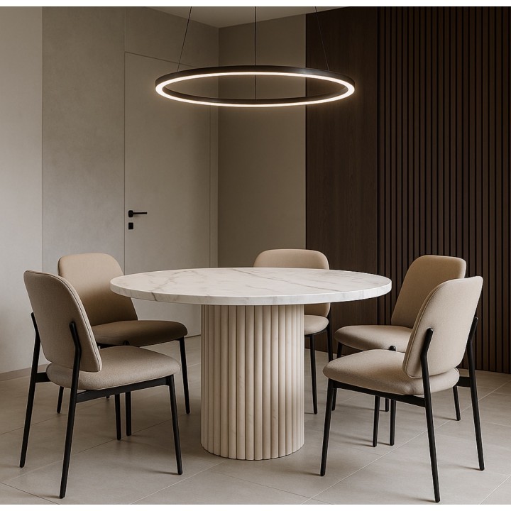 Okrągły stół nierozkładany Nesta 75 marmur bianco kaszmirowe nogi