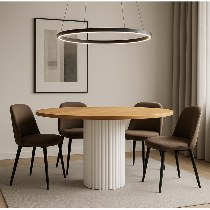 Okrągły stół nierozkładany Nesta 110 dąb hikora białe nogi