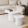 Zestaw 2 okrągłych stolików kawowych Pico 58-75 biała podstawa