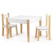 Zestaw mebli dla dzieci Ecotoys stolik z tablicą kredową + 2 krzesła białe