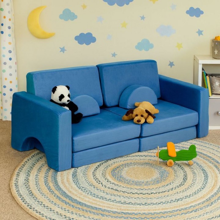 Sofa modułowa składana dla dzieci 2 osobowa DIY 10 niebieska