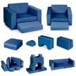 Fotel modułowy składany dla dzieci DIY 8 niebieski
