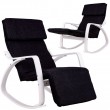 Bujany fotel Finka Modern z regulowanym podnóżkiem czarny biały stelaż