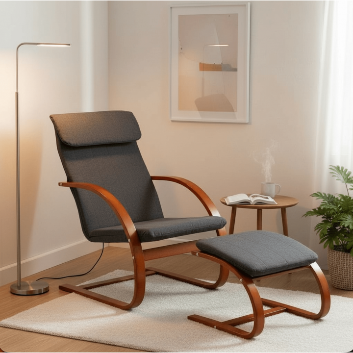 Fotel Finka Modern z podnóżkiem szary