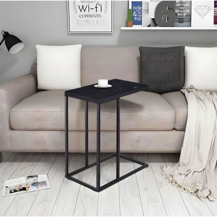 Mobilny stolik kawowy pomocniczy pod laptopa Costa czarny marmur