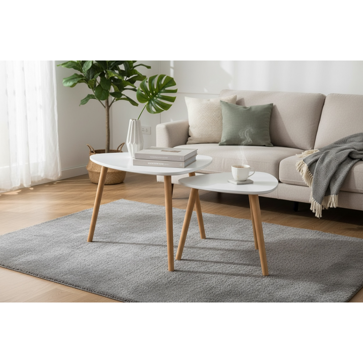 Zestaw 2 owalnych stolików kawowych w stylu skandynawskim  Scandi