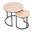 Zestaw 2 okrągłych stolików kawowych 2w1 Round