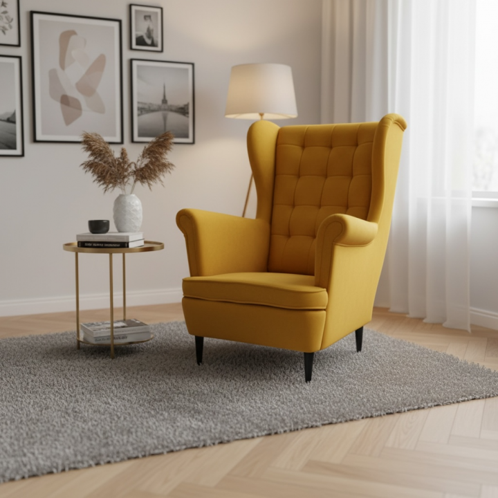 Fotel uszak skandynawski miodowy