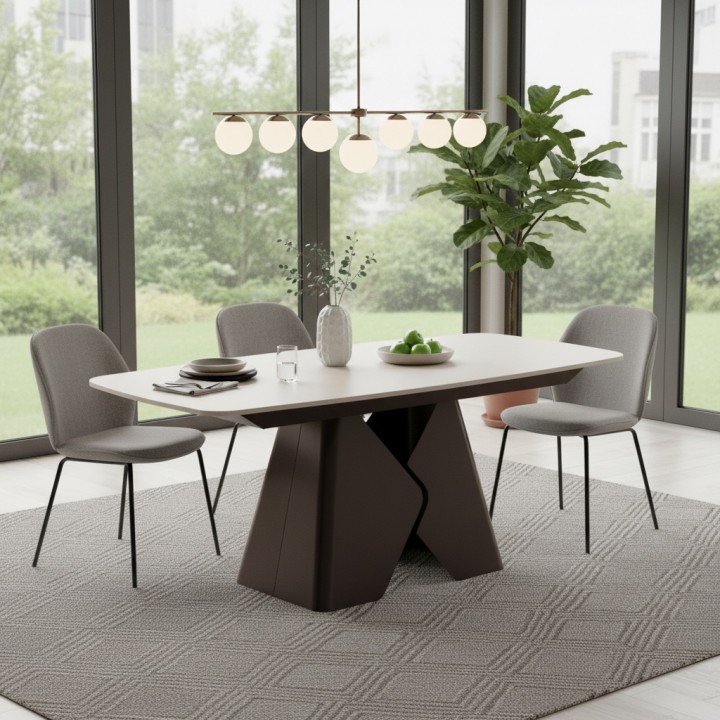 Prostokątny stół rozkładany Prisma 200 brązowa podstawa