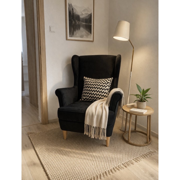 Fotel uszak czarny powystawowy