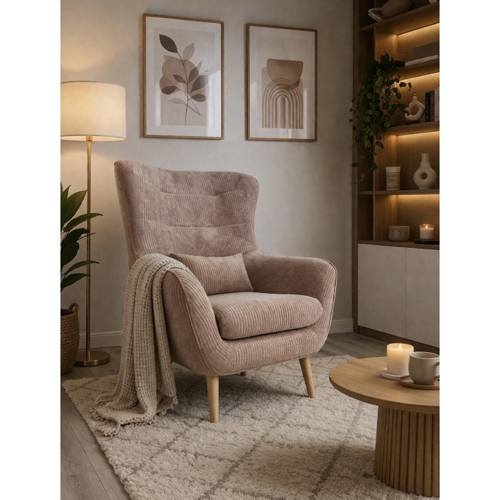 Fotel wypoczynkowy Lord sztruksowy różowy