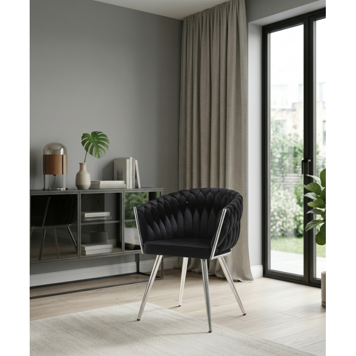 Krzesło tapicerowane Rosa Chrom czarne