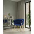 Krzesło tapicerowane Rosa-B granatowe złote nogi