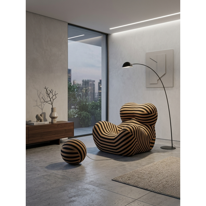 Designerski fotel wypoczynkowy Nua pomarańczowo czarny