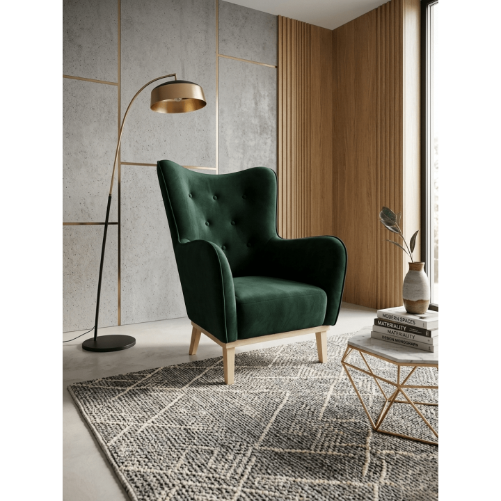 Fotel wypoczynkowy Miki butelkowa zieleń