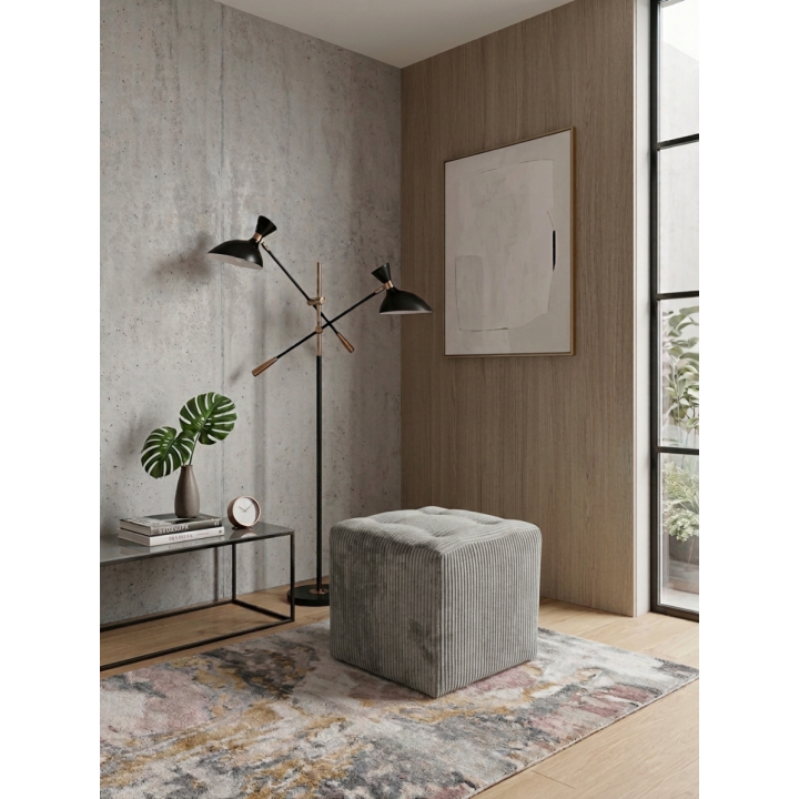 Pufa tapicerowana kostka szara