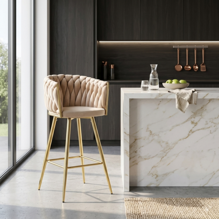 Hoker tapicerowany Rosa-B beżowy