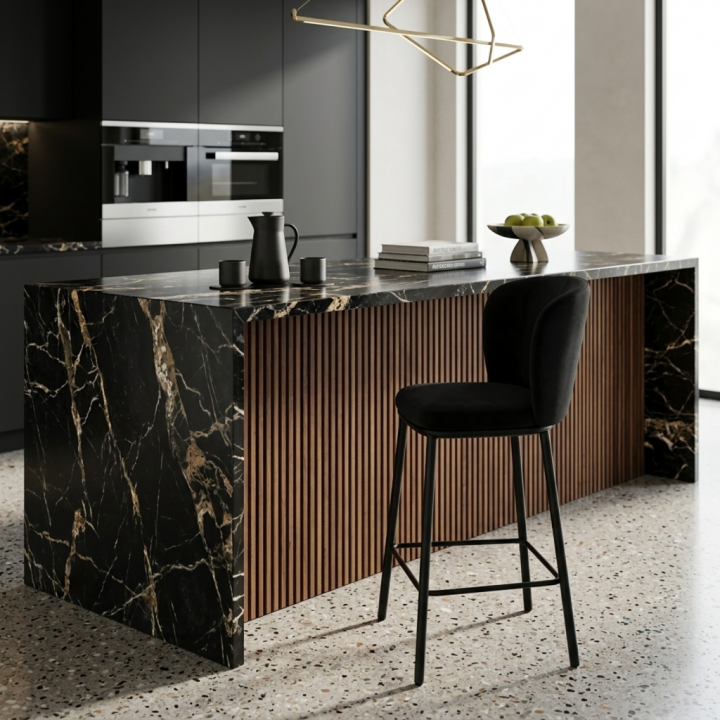 Hoker tapicerowany Bari czarny