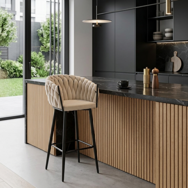 Hoker tapicerowany Latina beżowy