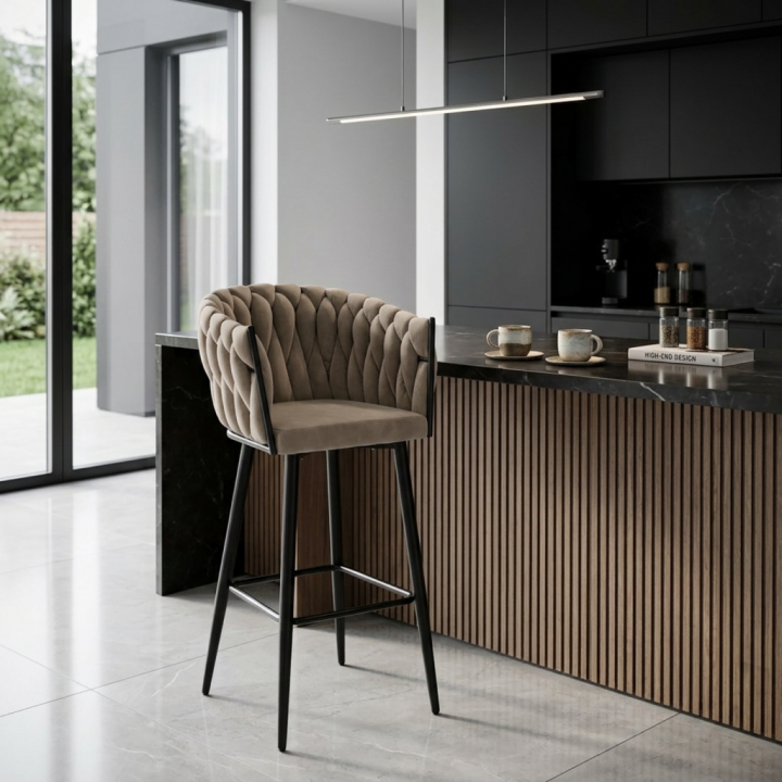 Hoker tapicerowany Latina ciemnobeżowy