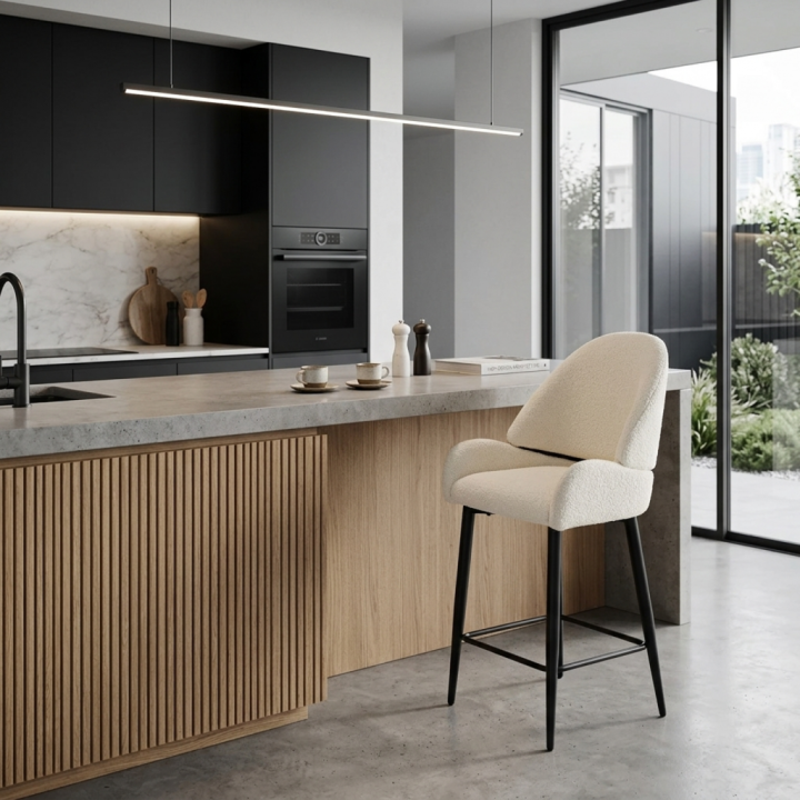 Hoker tapicerowany Bergamo boucle jasnobeżowe