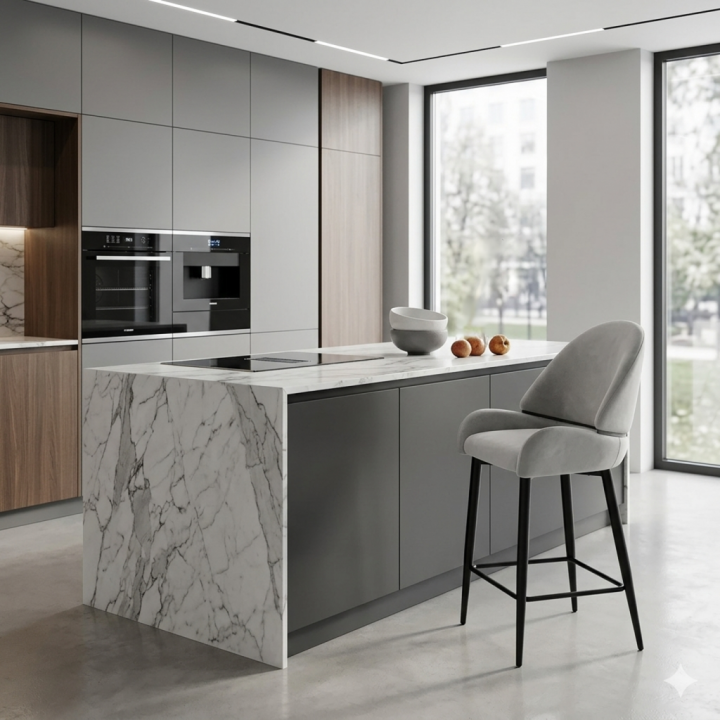 Hoker tapicerowany Bergamo jasnoszary