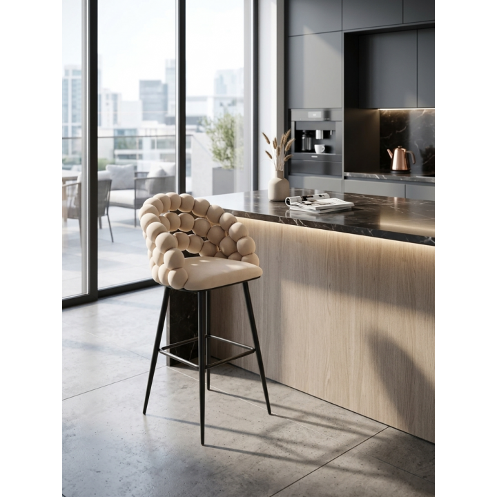 Hoker tapicerowany Bubble Black beżowy