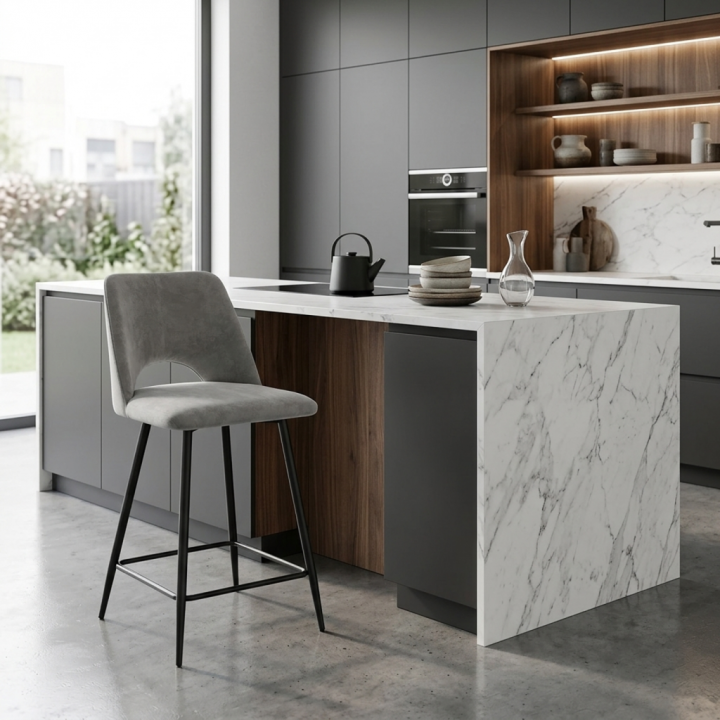 Hoker tapicerowany Oro jasnoszary