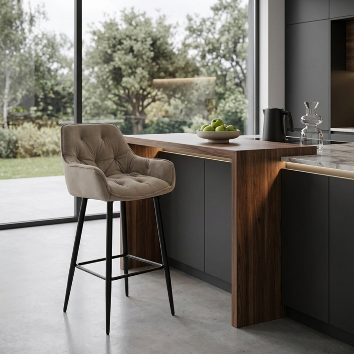 Hoker tapicerowany Siena ciemnobeżowy