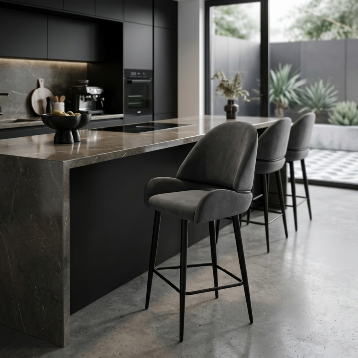 Hoker tapicerowany Bergamo ciemnoszary